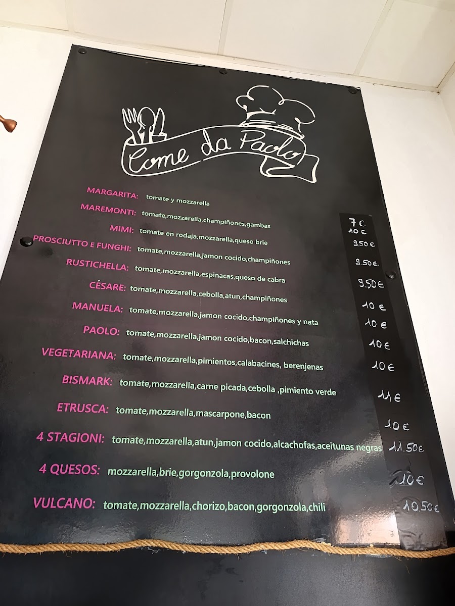 Menu Pizzeria Come Da Paolo-1